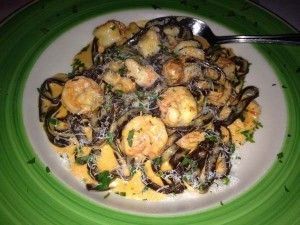 Keri Jaehnig of Idea Girl Media ate chocolate linguini at Da Marino Restaurant near Times Square in New York City