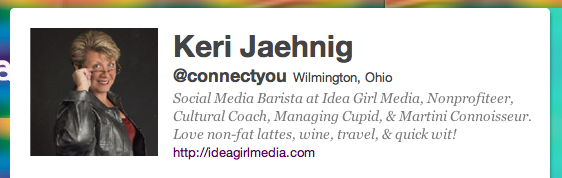 Keri Jaehnig, @connectyou, is a Social Media Barista at Idea Girl Media!
