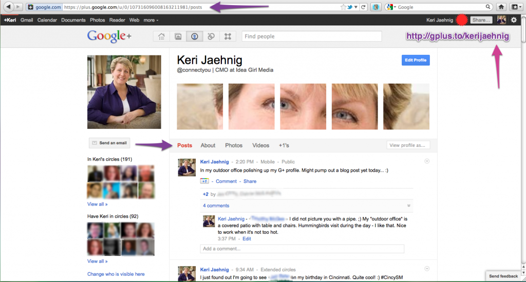 Keri Jaehnig of Idea Girl Media uses a special photo banner on Google+