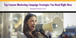 Top Content Marketing Campaign Strategies You Need Right Now listed and outlined at Idea Girl Media