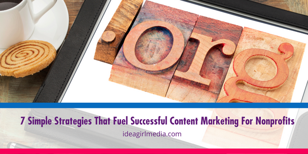 Seven Simple Strategies That Fuel Successful Content Marketing For Nonprofits outlined at Idea Girl Media